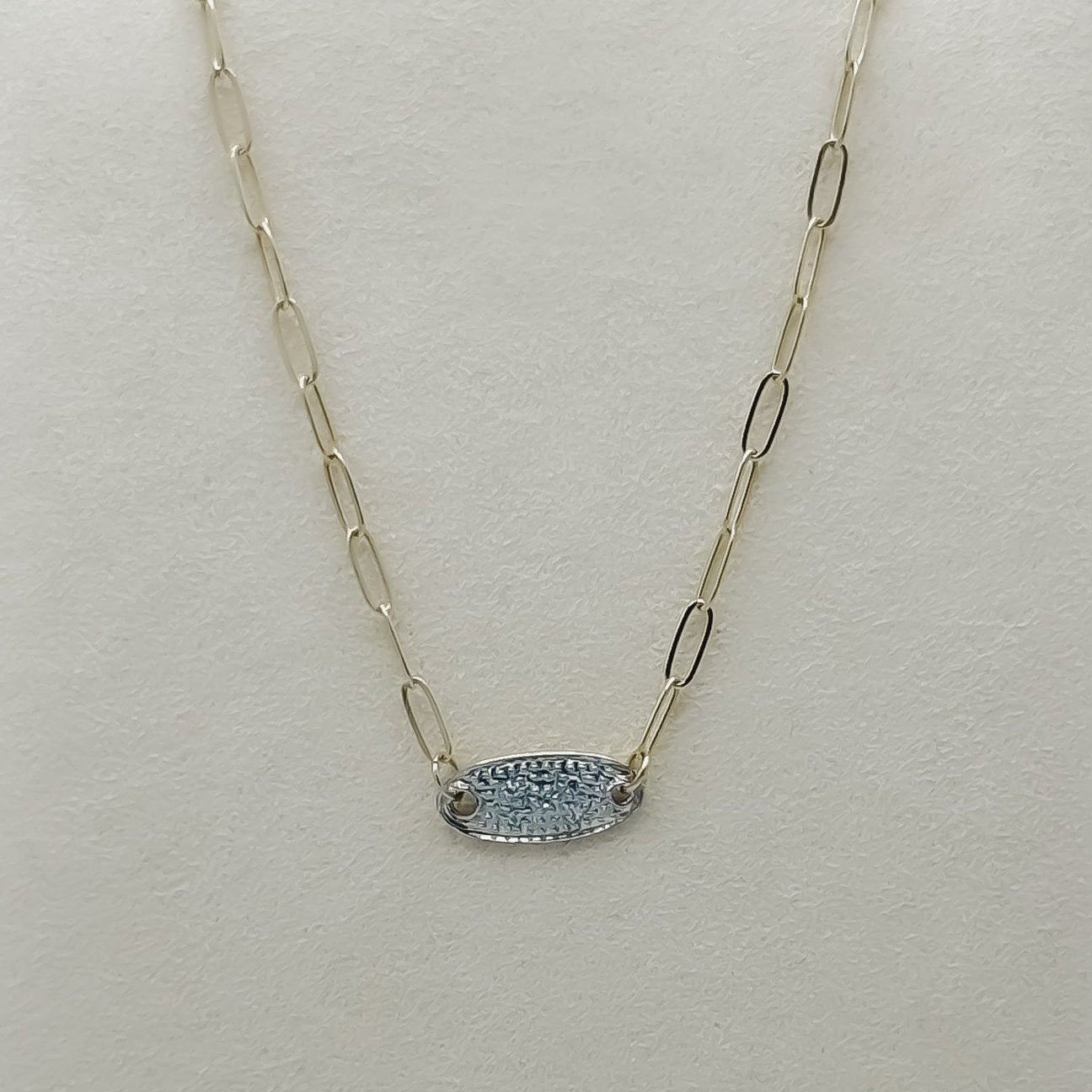 14k Pave Diamond Oval Necklace