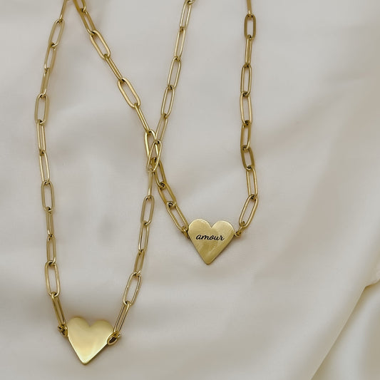 Custom Engraved Heart Paperclip Necklace