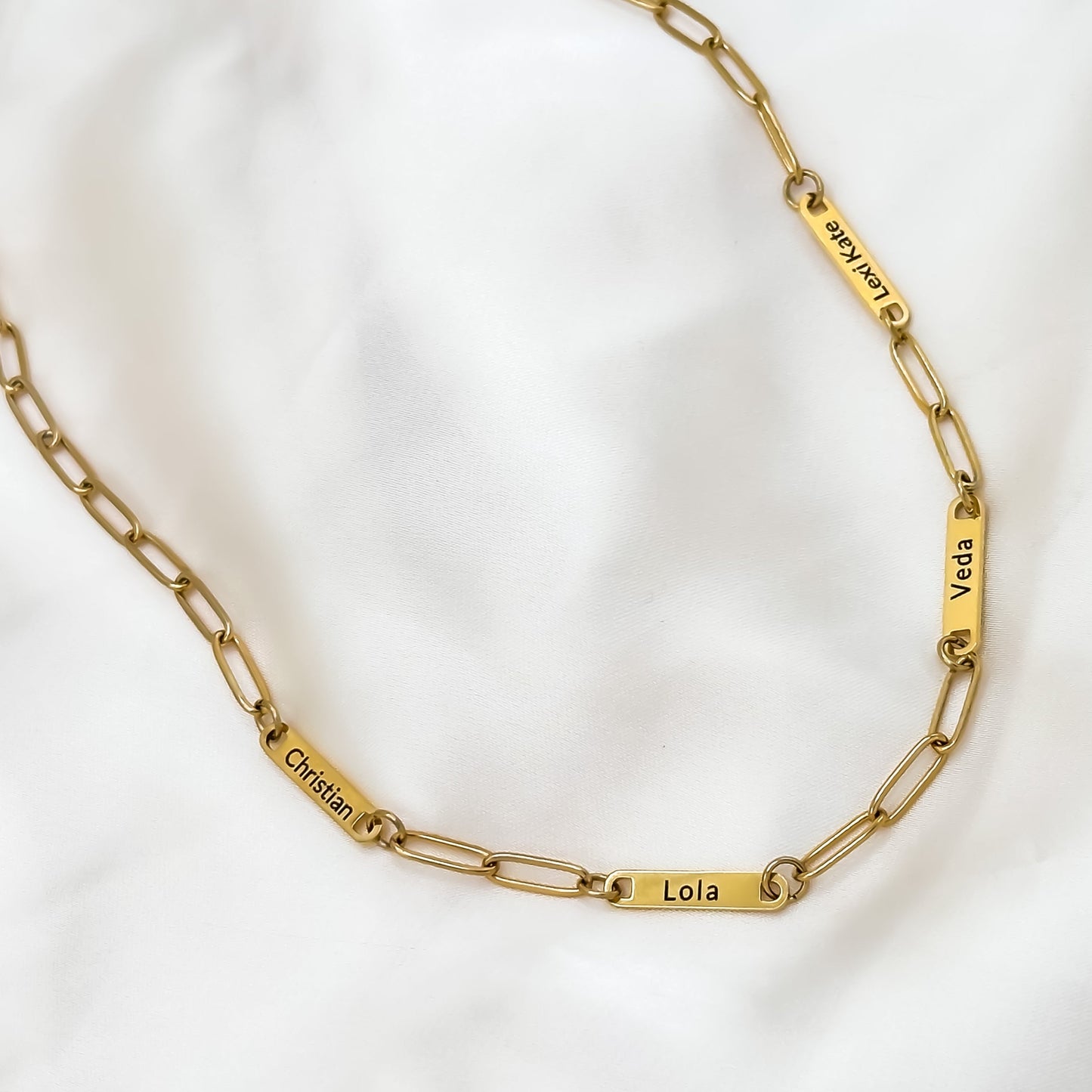 Custom Engraved Bar Paperclip Necklace