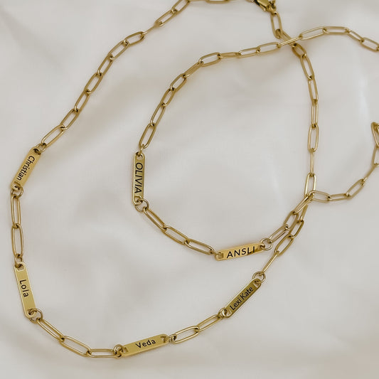 Custom Engraved Bar Paperclip Necklace