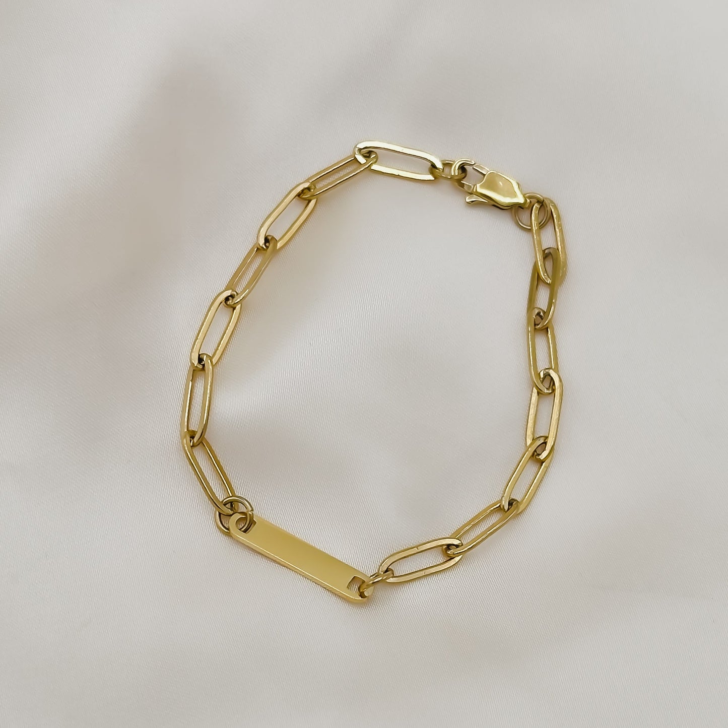 Custom Engraved Bar Paperclip Bracelet