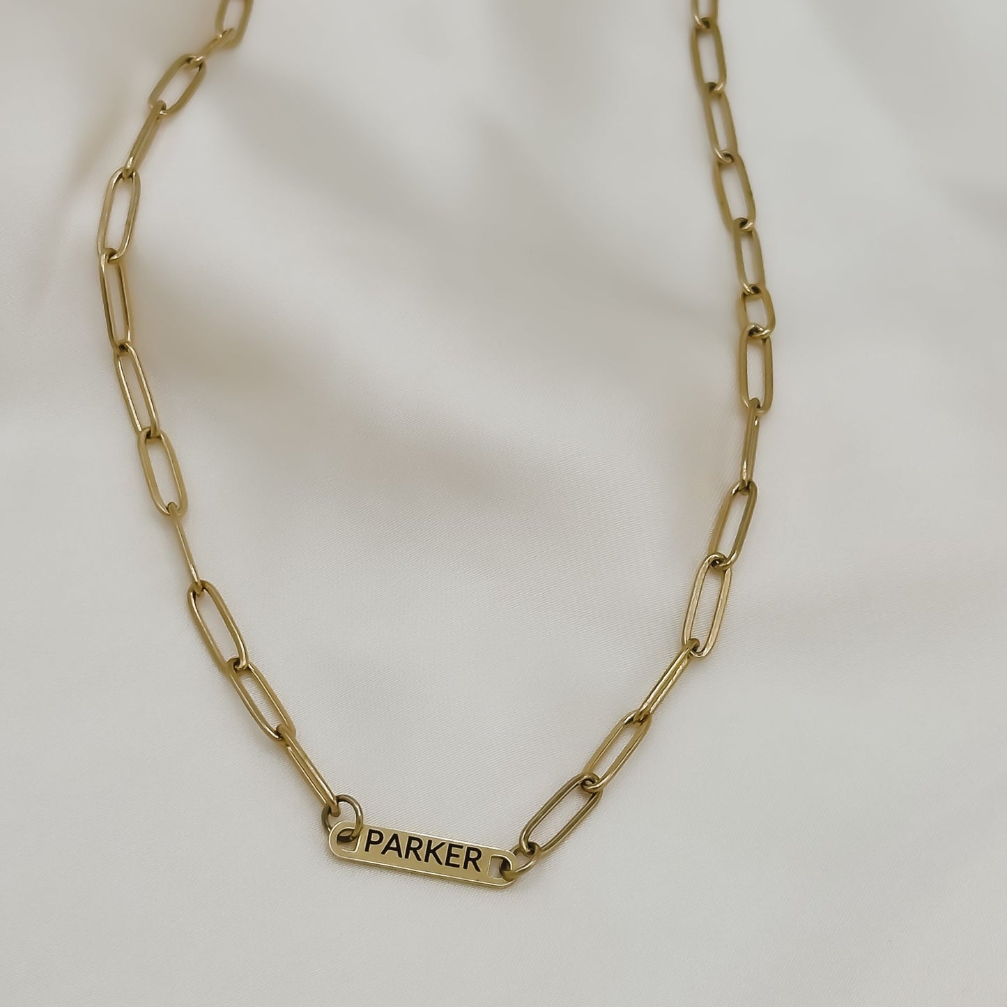 Custom Engraved Bar Paperclip Necklace