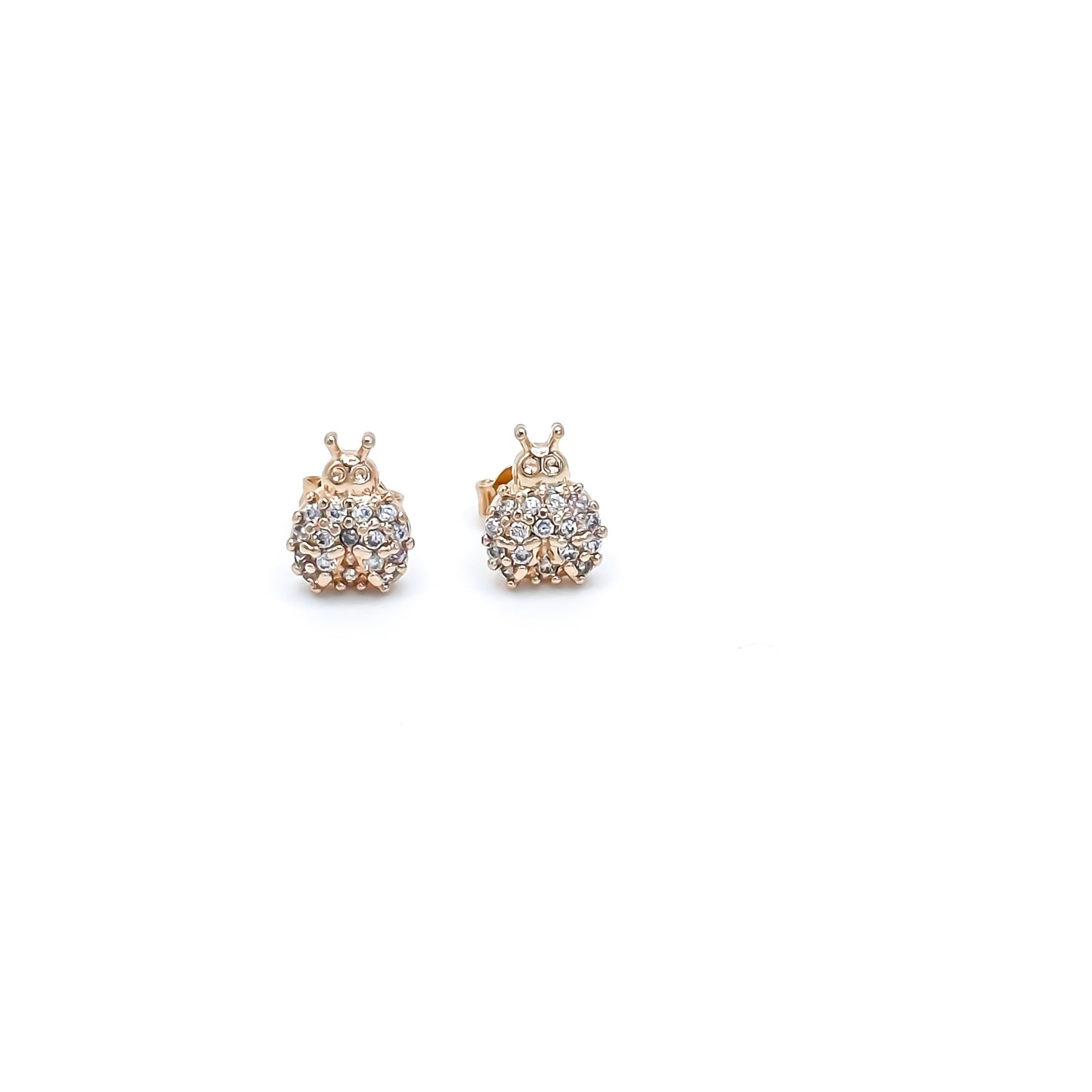 Pave Lady Bug Stud Earring