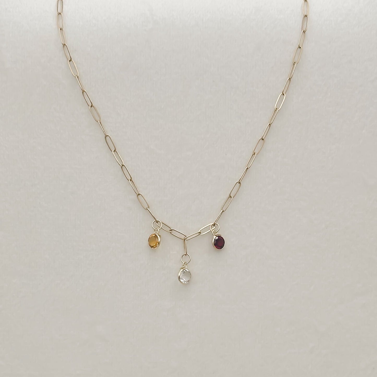 14k Gemstone Paperclip Necklace