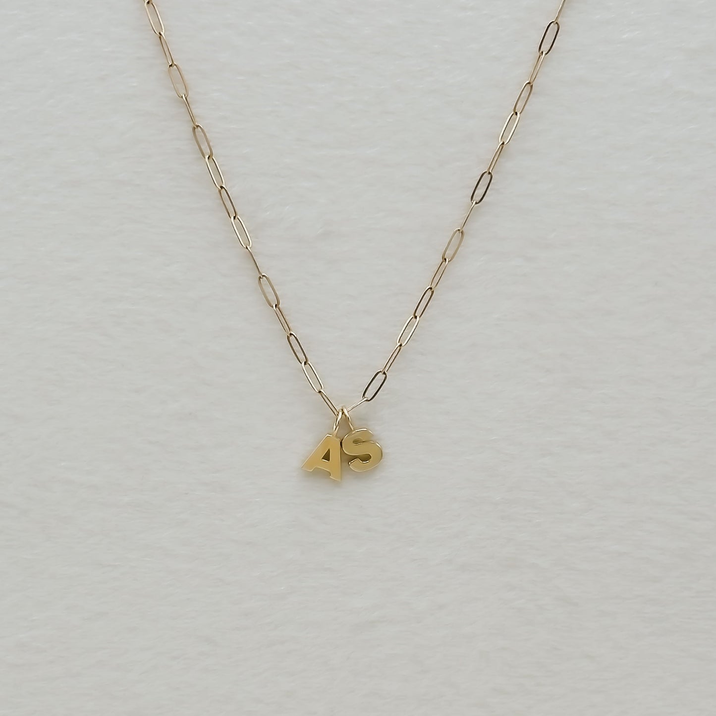 14k Paperclip Initial Necklace