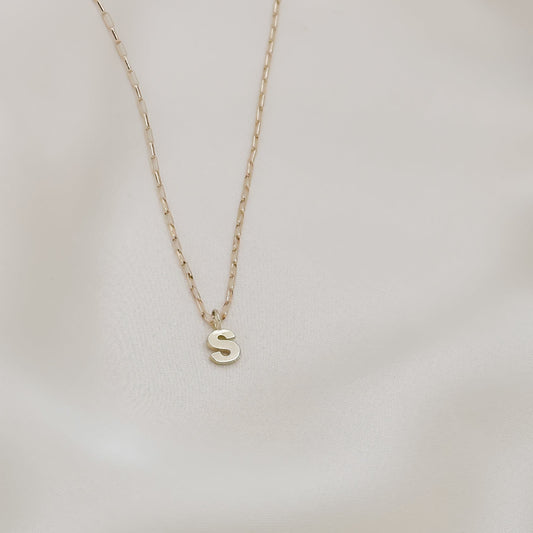 14k Dainty Link Initial Necklace