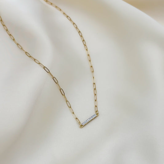 14k Diamond Bar Necklace