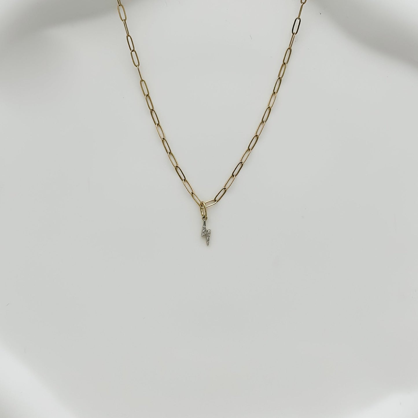 14k Diamond Bolt Necklace