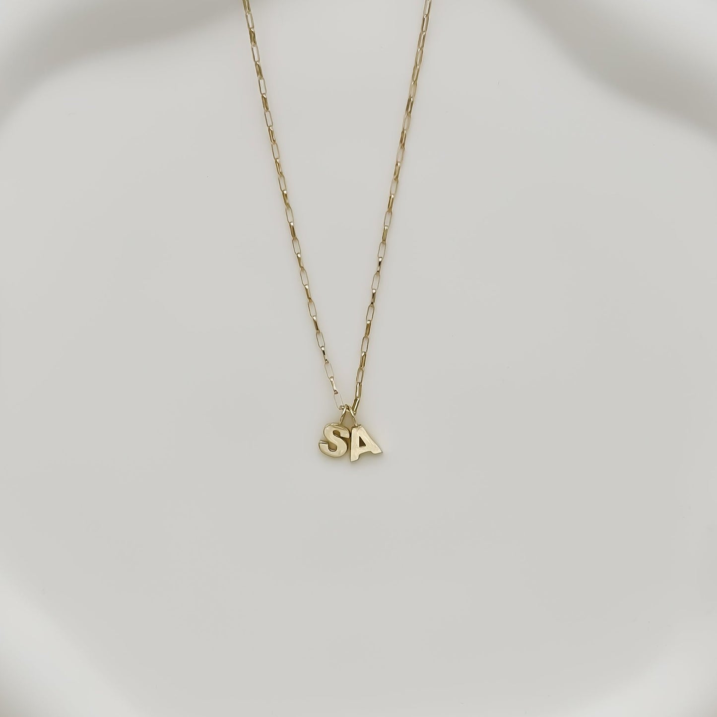 14k Dainty Link Initial Necklace