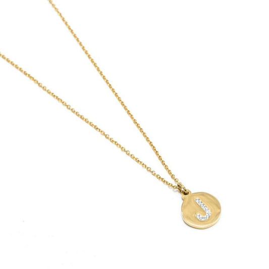 Necklace - Crystal Initial Necklaces - Gold